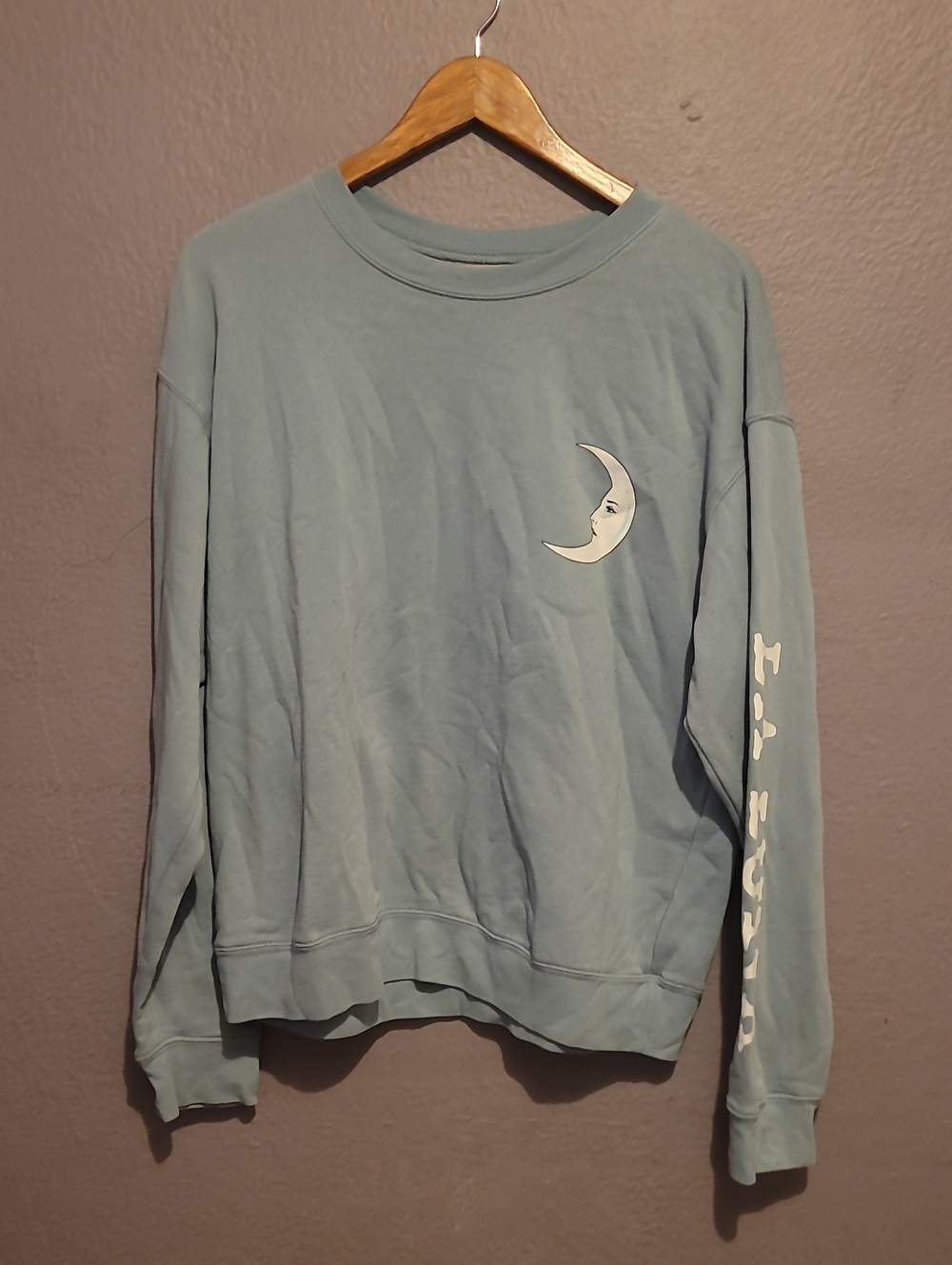 Light Blue Moon Graphic Crewneck Sweatshirt